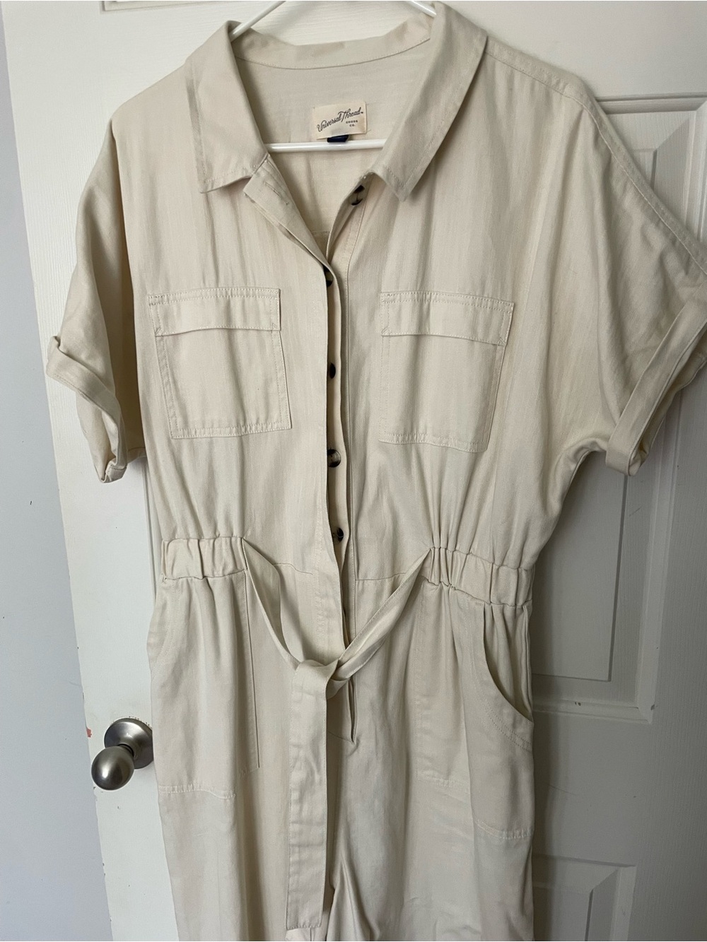 Casual Tie-Waist Jumper in Beige